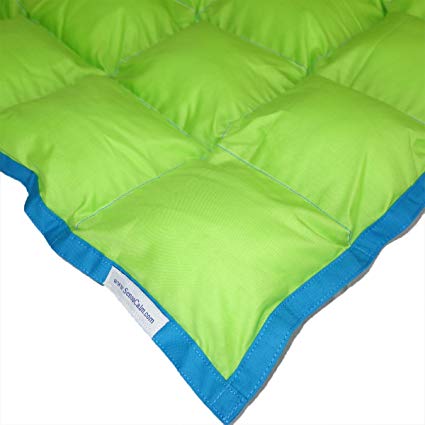 SensaCalm Therapeutic Small Weighted Blanket - Jasmine Green with Teal Blue-8 lb (for 70 lb child)