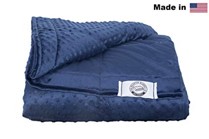 Kids Minky Weighted Blanket -Made In America- Many Sizes & Colors (Navy, 8lb 36x48)