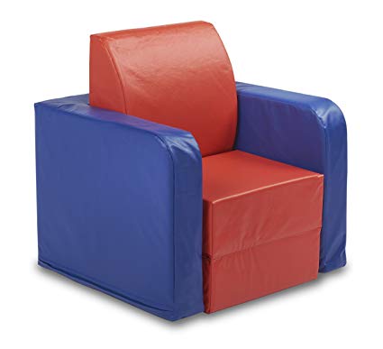 ECR4Kids SoftZone Convertible Kids Club Chair, Blue/Red