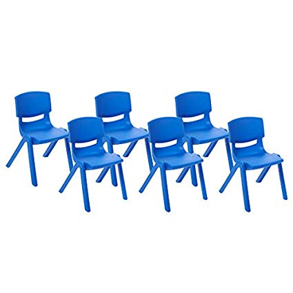 ECR4Kids School Stack Resin Chair, Indoor/Outdoor Plastic Stacking Chairs for Kids, 10 inch Seat Height, Blue (6-Pack)