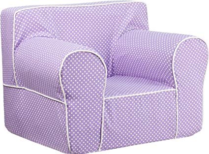 Flash Furniture Oversized Lavender Dot Kids Chair with White Piping