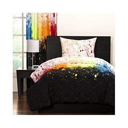 Reversible Teen Kids Crayola Colorful Cosmic Burst 3-piece Comforter Includes Custom Mouse Pad (Full/queen)