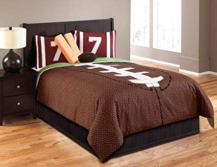 Hallmart Kids 43667 5-Piece Touchdown Comforter Set, Twin, Brown/Green