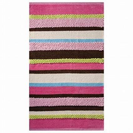 Circo Pink Green Brown Blue Textured Stripe Chenille Accent Throw Area Rug 30x50