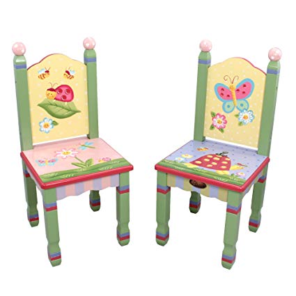 Teamson Design Corp Fantasy Fields - Magic Garden Thematic Kids Wooden 2 Chairs Set | Imagination Inspiring Hand Crafted & Hand Painted Details | Non-Toxic, Lead Free Water-based Paint