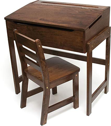 Lipper International 564WN Child's Slanted Top Desk & Chair, Walnut Finish