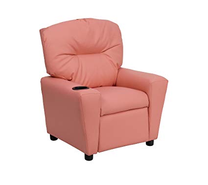ContemporaryLeathersoft Kids Recliner with Cup Holder Pink MPN: BT-7950-KID-PINK-GG