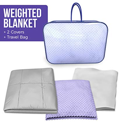 Soft Weighted Blanket - 15 LBS Gravity Blanket Includes 2 Free Washable Covers, 60