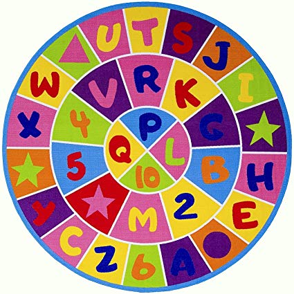 CR'S KIDS EDUCATIONAL/PLAYTIME RUG (LETTERS AND NUMBERS) (8 Feet X 8 Feet Round)
