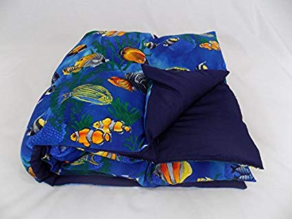 Lifetime Sensory Solutions 5 Foot Twin Weighted Blanket by, Weighted Sensory Blanket for Kids (12 Lb for 110 lb child, Tropical Fish) Originally 174.99