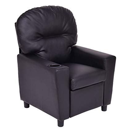 Costzon Kids Recliner Armchair Sofa Seat Couch Chair w/Cup Holder (Black)