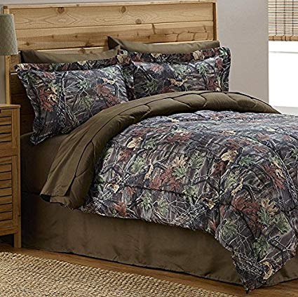 Camouflage Mossy Tree Hunting Cabin Boys King Comforter Set (8 Piece Bed In A Bag) + HOMEMADE WAX MELT!