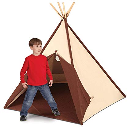 Pacific Play Tents Authentic Kids Teepee Tent, Cotton Canvas Sides and Bamboo Poles