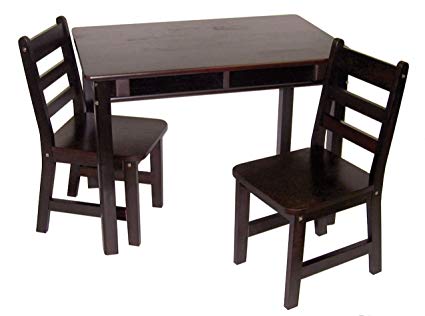 Lipper International 534E Child's Rectangular Table with Shelves and 2 Chairs, Espresso Finish