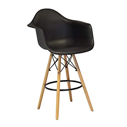 Design Tree Home Charles Eames Style DAW Counter Stool, Black ABS Plastic (Black)