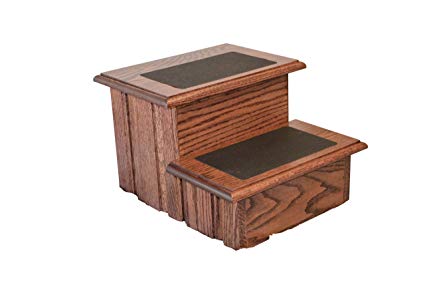 Rich Cherry Finished Solid Oak Step Stool With Non Slip Tread 11 ½