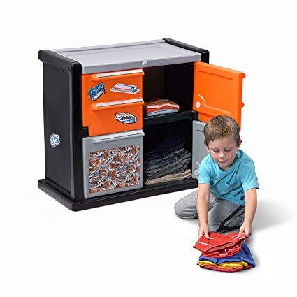 Step2 Hot Wheels Race Car Dresser for Toddler Boys - Durable Plastic Chest Storage Organizer with Racing Decals